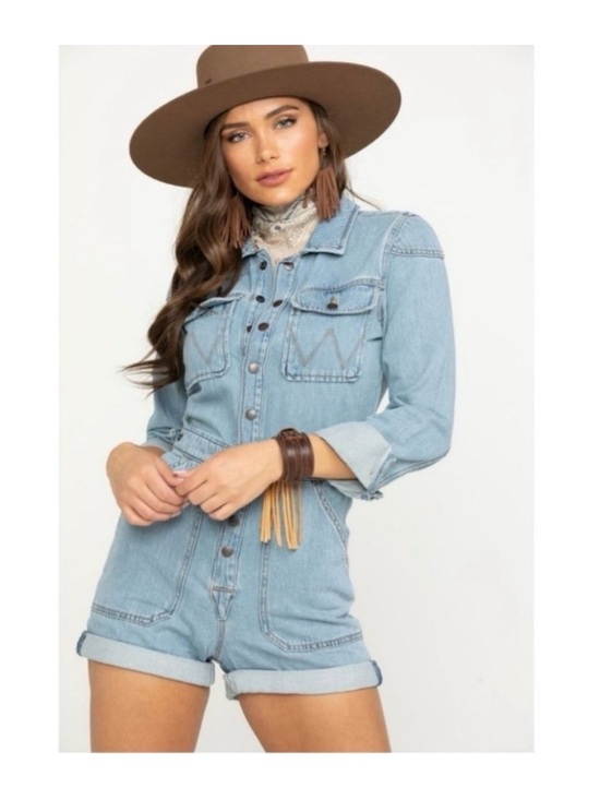Wrangler Pants - Wrangler Denim long sleeve Short Romper